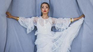 WA Ballet principal dancer Chihiro Nomura wears AJE: Primrose maxi dress in white, Billini bracelet and Kailis button stud earrings, all at Karrinyup Shopping Centre. Styling: Clare Ryan. Hair and makeup: Hendra Widjaja