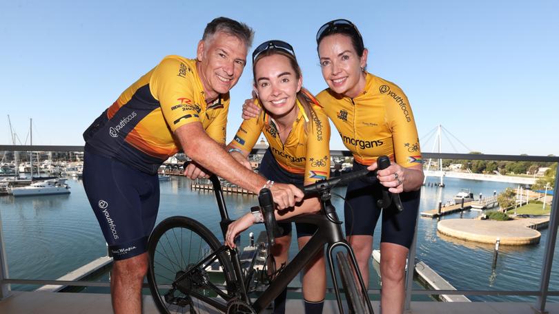 News. Jeff and Carole Steketee with daughter Noelle Goodier (centre) are riding the 700km Hawaiian Ride for Youth.