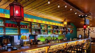 The tequila-stocked bar at Taco Maria in Kalamunda.