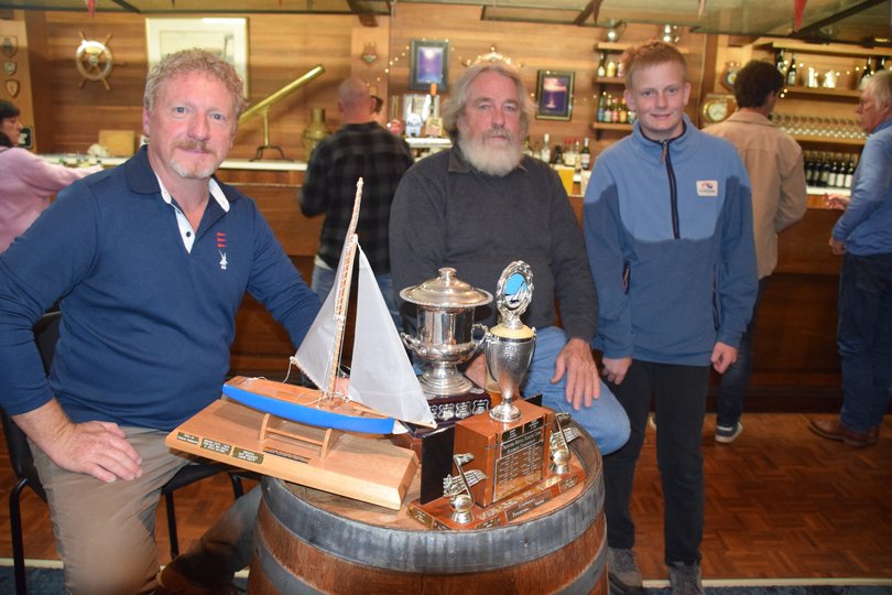 Mary Maitland's skipper Stephen Brown, left, with his crew on trophy night. 