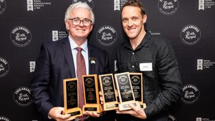 Royal Agricultural Society of Western Australia president John Snowball and Tom Wilde of Cambray Cheese.